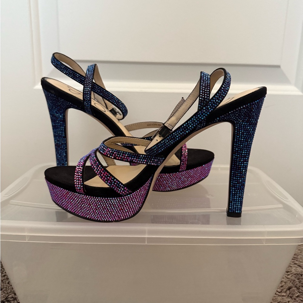 Jessica Simpson Blue and Pink Strappy Heels